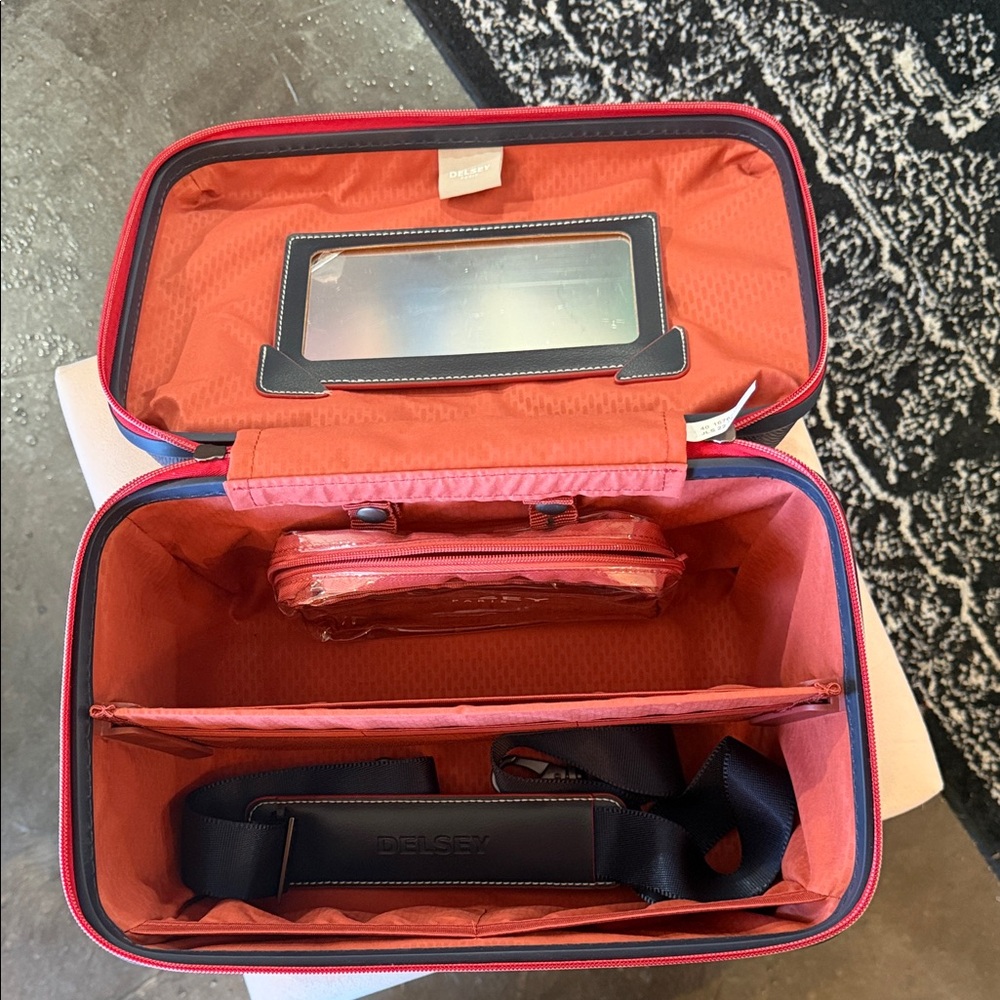 Elegant Navy Cosmetic Case with Red Trim - Picture 6 of 6